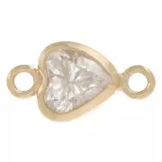 Intercalaire coeur 8x4 mm oxyde de Zirconium - Gold filled (or laminé) - Crystal