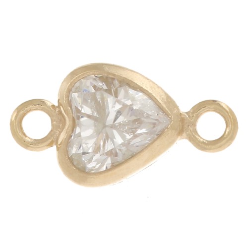 Intercalaire coeur 8x4 mm oxyde de Zirconium - Gold filled (or laminé) - Crystal