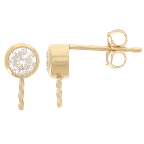 Clous d'oreilles rond 4.5 mm avec CZ pour semi-percée - Gold filled (or laminé) x2