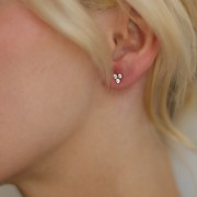 Boucles d'oreilles 3 boules 5 mm oxydes de Zirconium - Gold filled (or laminé) x2