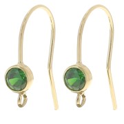 Crochet d'oreilles 16 mm et oxyde de Zirconium - Gold filled (or laminé) - Vert x2|raw }}