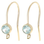 Crochet d'oreilles 16mm oxyde de Zirconium - Gold filled (or laminé) Aquamarine x2|raw }}