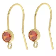 Crochet d'oreilles 16 mm et oxyde de Zirconium - Gold filled (or laminé) Orange x2