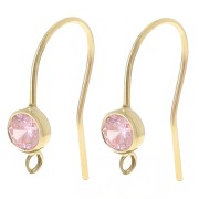Crochet d'oreilles 16 mm et oxyde de Zirconium - Gold filled (or laminé) - Rose x2|raw }}