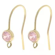 Crochet d'oreilles 16 mm et oxyde de Zirconium - Gold filled (or laminé) - Rose x2