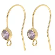 Crochet d'oreilles 16 mm et oxyde de Zirconium - Gold filled (or laminé) Violet x2
