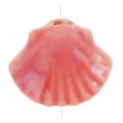 Perles coquillage en céramique 10x12 mm - Rouge irisé x5
