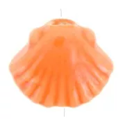 Perles coquillage en céramique 10x12 mm - Orange irisé x5