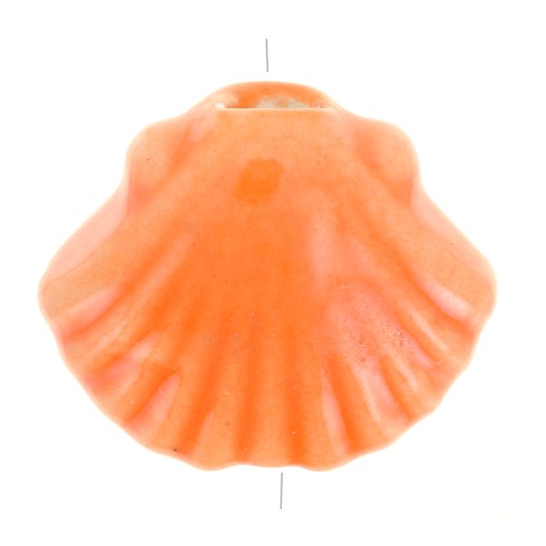 Perles coquillage en céramique 10x12 mm - Orange irisé x5