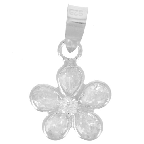 Pendentif fleur 10 mm avec oxydes de zirconium - Argent 925 x1