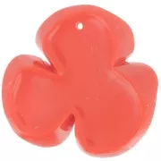 Pendentif fleur 3 pétales 42x43 mm en résine opaque - Rouge corail x1