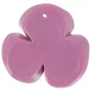 Pendentif fleur 3 pétales 42x43 mm en résine opaque - Prune x1