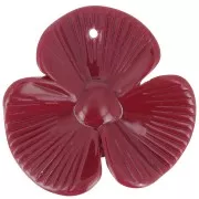 Pendentif fleur 3 pétales 42x43 mm en résine opaque - Bordeaux x1