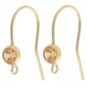 Crochet d'oreilles 16 mm oxyde de Zirconium - Gold filled (or laminé) Champagne x2