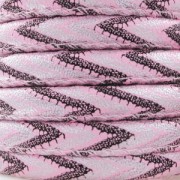 Cordon synthétique avec couture 6 mm Chevron Rose x 50cm|raw }}