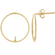 Clous d'oreilles rond 15 mm pour semi percée - Argent 925 plaqué or x2|raw }}