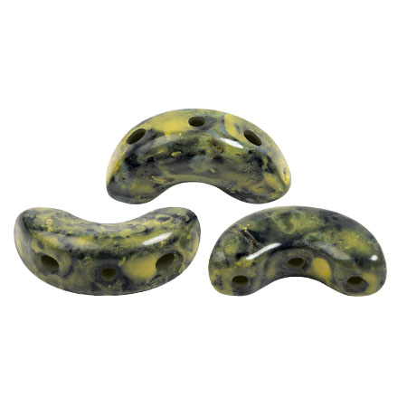 Perles en verre Arcos® par Puca® 5x10 mm - Black Stony Beige Yellow x10g