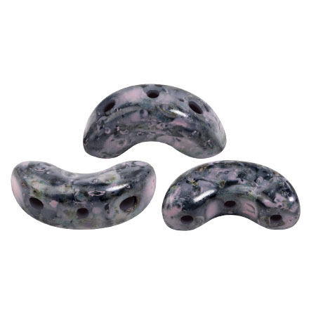 Perles en verre Arcos® par Puca® 5x10 mm - Black Stony Pink x10g