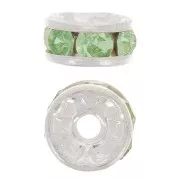 Rondelles Strass 6 mm - Argenté - Peridot x4