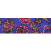 Biais en polyester 20 mm - motif Cachemire - Bleu royal - Rouge x1m|raw }}