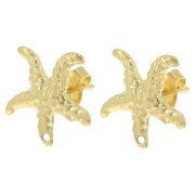 Clous d'oreilles étoile de mer 14 mm - Doré à l'or fin x2|raw }}