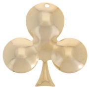 Pendentif trèfle 26x25 mm - carte à jouer As de trèfle - Doré à l'or fin x1