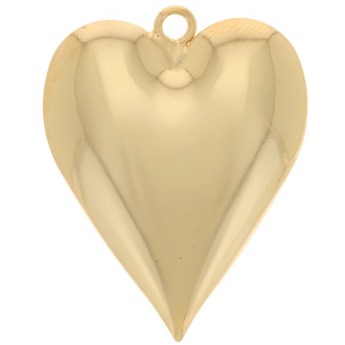 Pendentif coeur - 28x22 mm - carte à jouer As de coeur - Doré à l'or fin x1