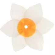 Perle fleur 22 mm en résine - Blanc - Jaune foncé x1