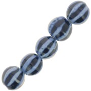 Perles rondes striées en céramique 11 mm - Bleu marine - Bleu marbré x10