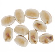 Perles ovales en céramique 13x9  mm - Beige - Ecru marbré x10