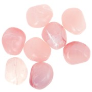 Perles nuggets irrégulier 12x10 mm en acrylique - Rose clair marbré x10