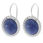 Dormeuses effet corde pour cabochon fond plat 12 mm - Placage Argent fin x2