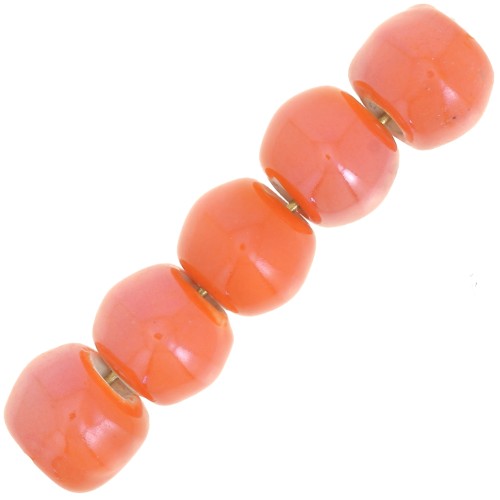 Perles rondes en céramique 6.5 mm - Orange x20