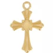 Pendentif croix 23x15 mm avec résine époxy - Doré à l'or fin - Noir x1