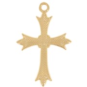 Pendentif croix 30x20 mm avec résine époxy - Doré à l'or fin - Turquoise x1