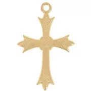 Pendentif croix 30x20 mm avec résine époxy - Doré à l'or fin - Turquoise x1