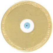 Pendentif rond irrégulier 23 mm motif oeil en résine époxy - Doré à l'or fin x1