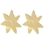 Clous d'oreilles soleil irrégulier 30x27 mm - Doré à l'or fin x2|raw }}