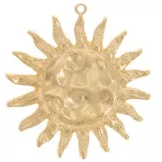 Pendentif soleil martelé 46 mm - Doré à l'or fin x1