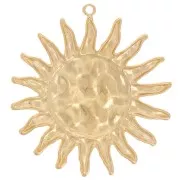 Pendentif soleil martelé 46 mm - Doré à l'or fin x1