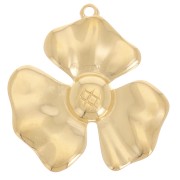 Pendentif fleur 3 pétales 33x32 mm - Doré à l'or fin x1|raw }}