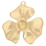 Pendentif fleur 3 pétales 33x32 mm - Doré à l'or fin x1