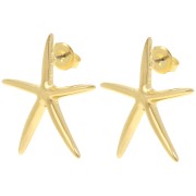 Clous d'oreilles étoile de mer fine 27.5x25 mm - Doré à l'or fin x2