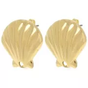 Clous d'oreilles coquillage 22 mm - Doré à l'or fin x2