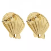 Clous d'oreilles coquillage 22 mm - Doré à l'or fin x2