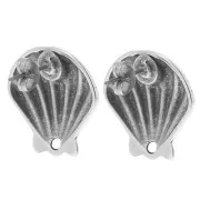 Clous d'oreilles coquillage 22 mm - Placage argent fin vieilli x2