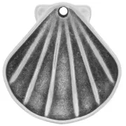 Pendentif coquillage 31.5x30.5 mm - Placage Argent fin vieilli x1