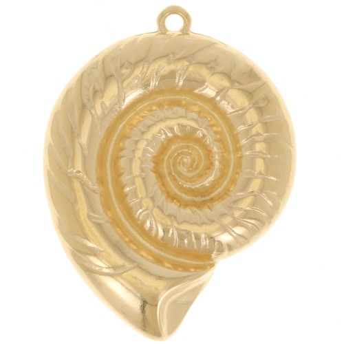 Pendentif coquillage 38x29 mm - Doré à l'or fin x1