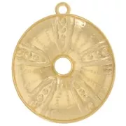 Pendentif oursin travaillé 41 mm - Doré à l'or fin x1