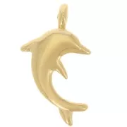 Breloque dauphin 16x9 mm - Doré à l'or fin x1
